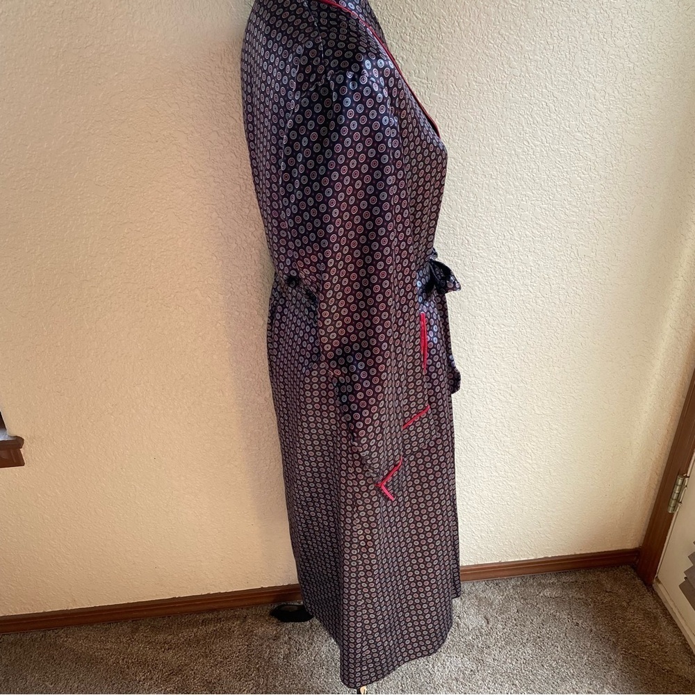 Sulka 100% Pure Silk Bath Robe Smoking Jacket Vintage One Size Unisex Blue Red - Picture 4 of 10